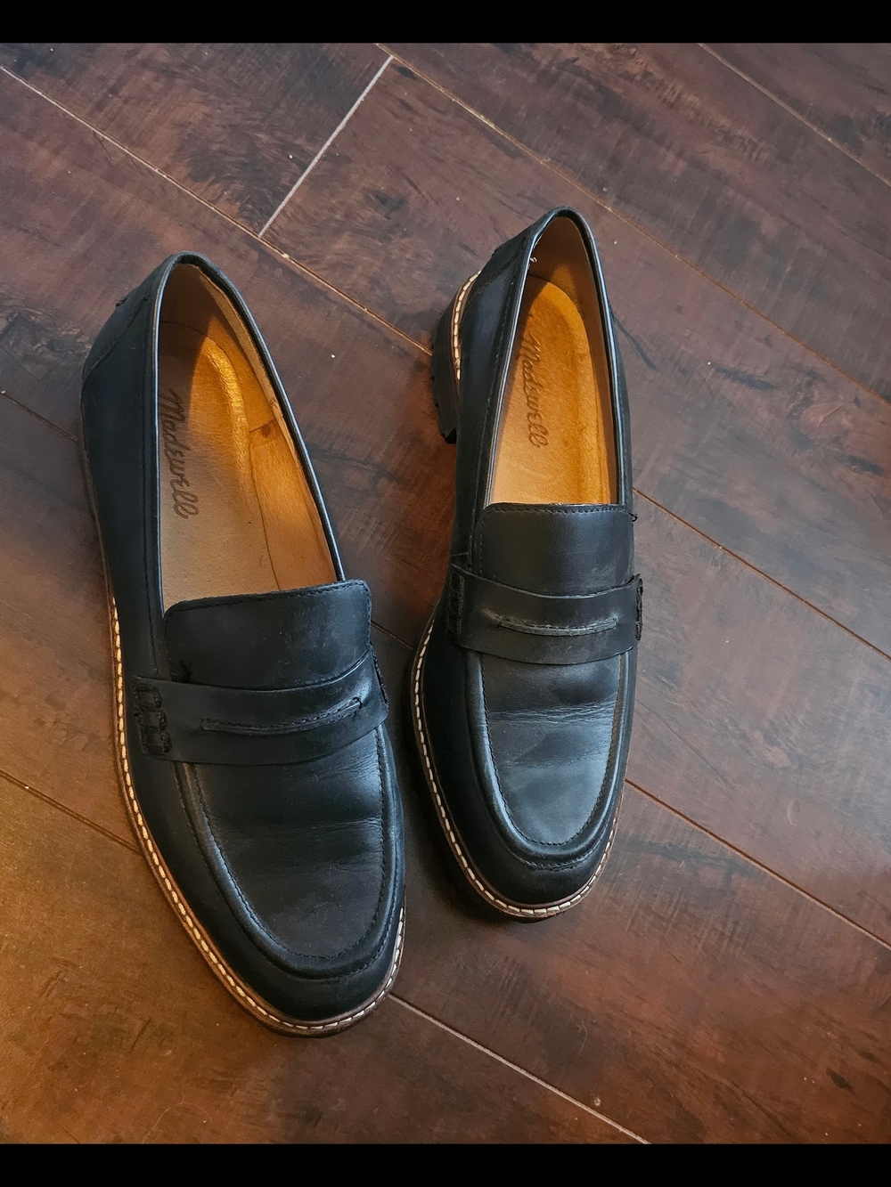 Madewell Black Leather Penny Loafers